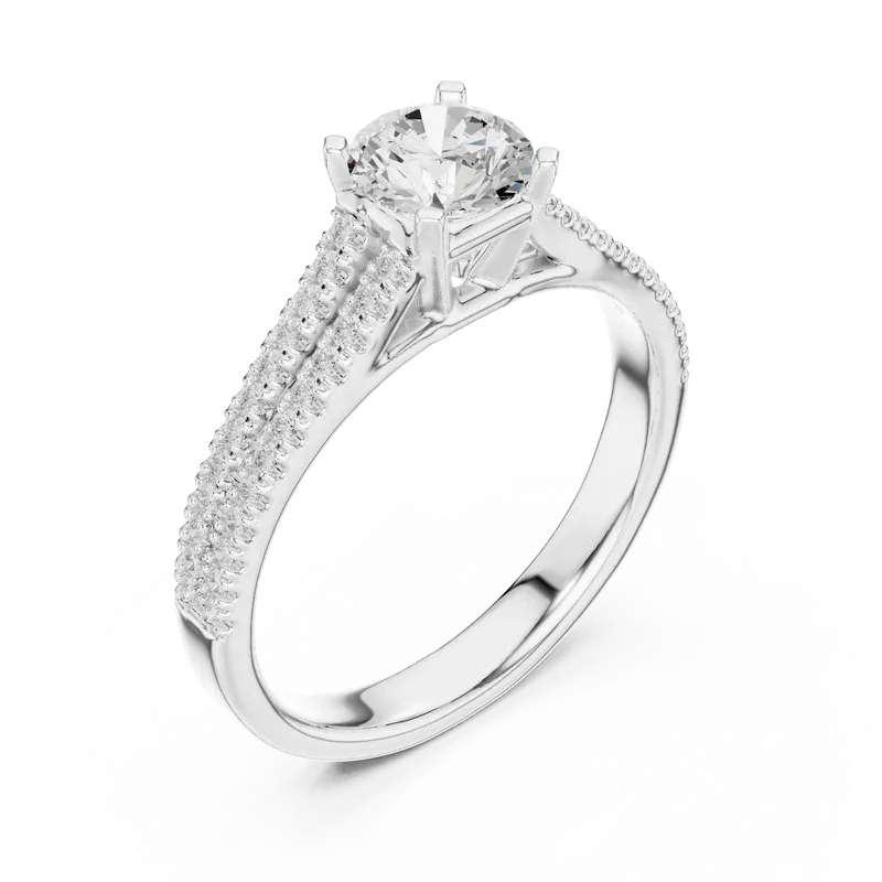 E Color Round Lab Grown Diamond Solitaire Wedding Ring VVS