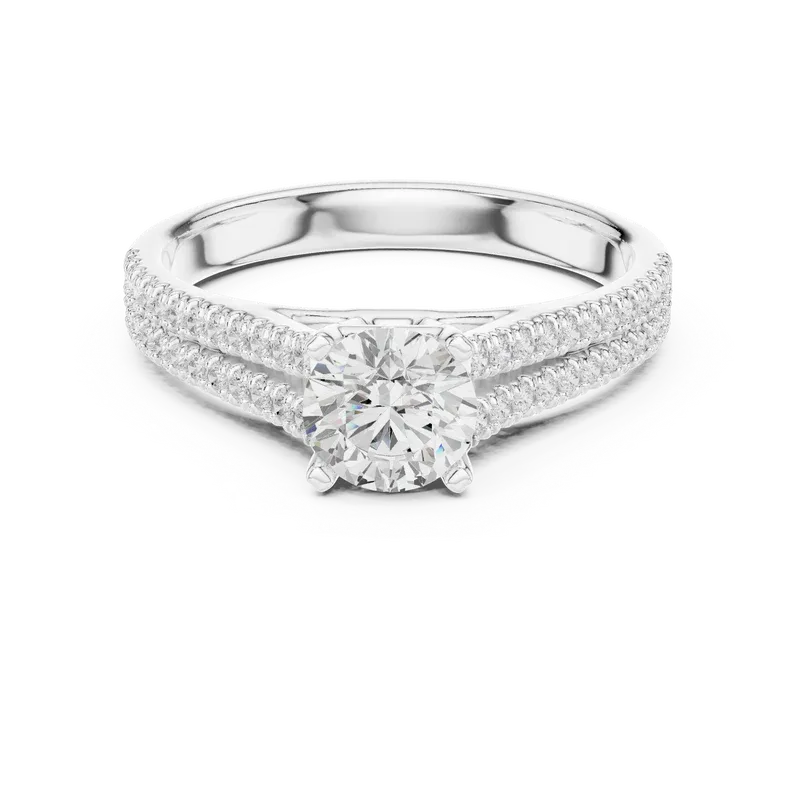 E Color Round Lab Grown Diamond Solitaire Wedding Ring VVS