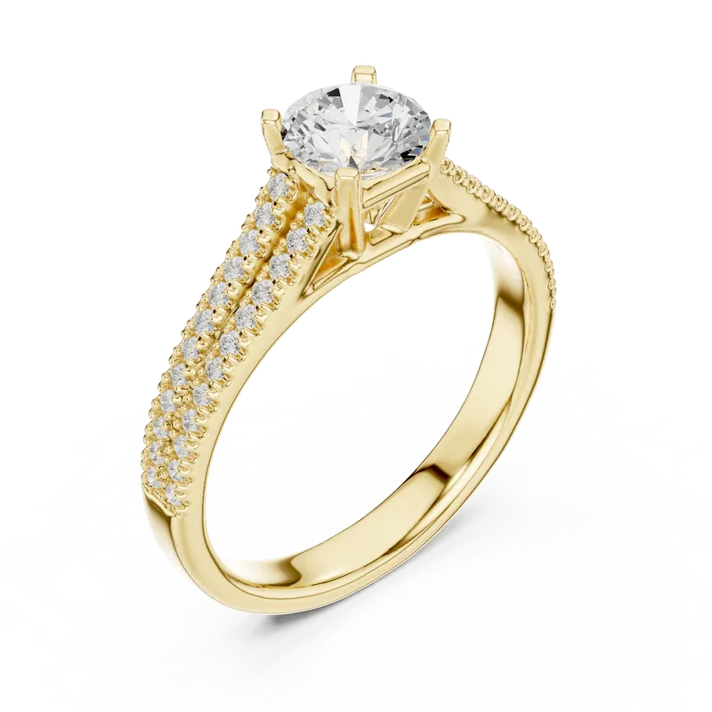 E Color Round Lab Grown Diamond Solitaire Wedding Ring VVS