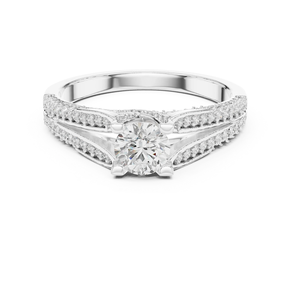 F Color Round Moissanite High-Setting Solitaire Anniversary Gift