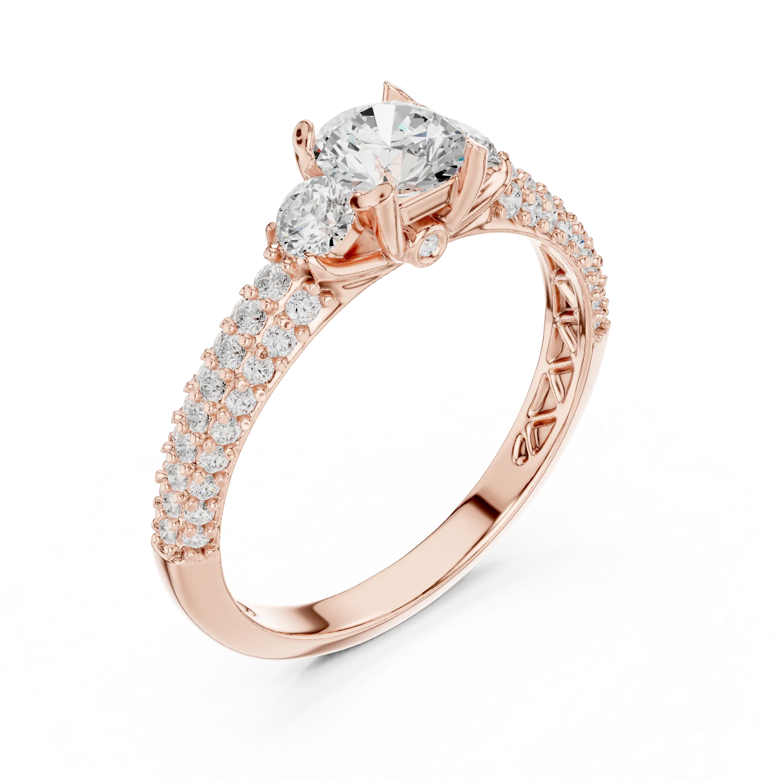Round VVS Solitaire Diamond Engagement Ring D Color