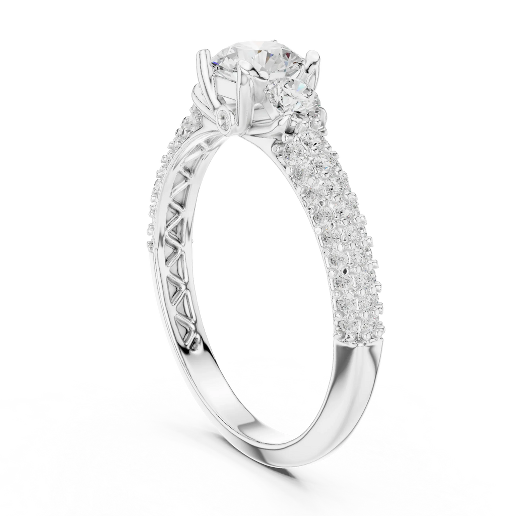 Round VVS Solitaire Diamond Engagement Ring D Color