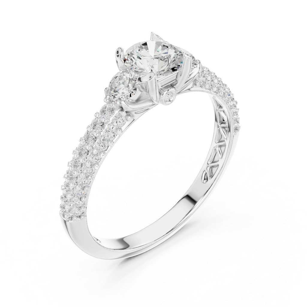 Round VVS Solitaire Diamond Engagement Ring D Color