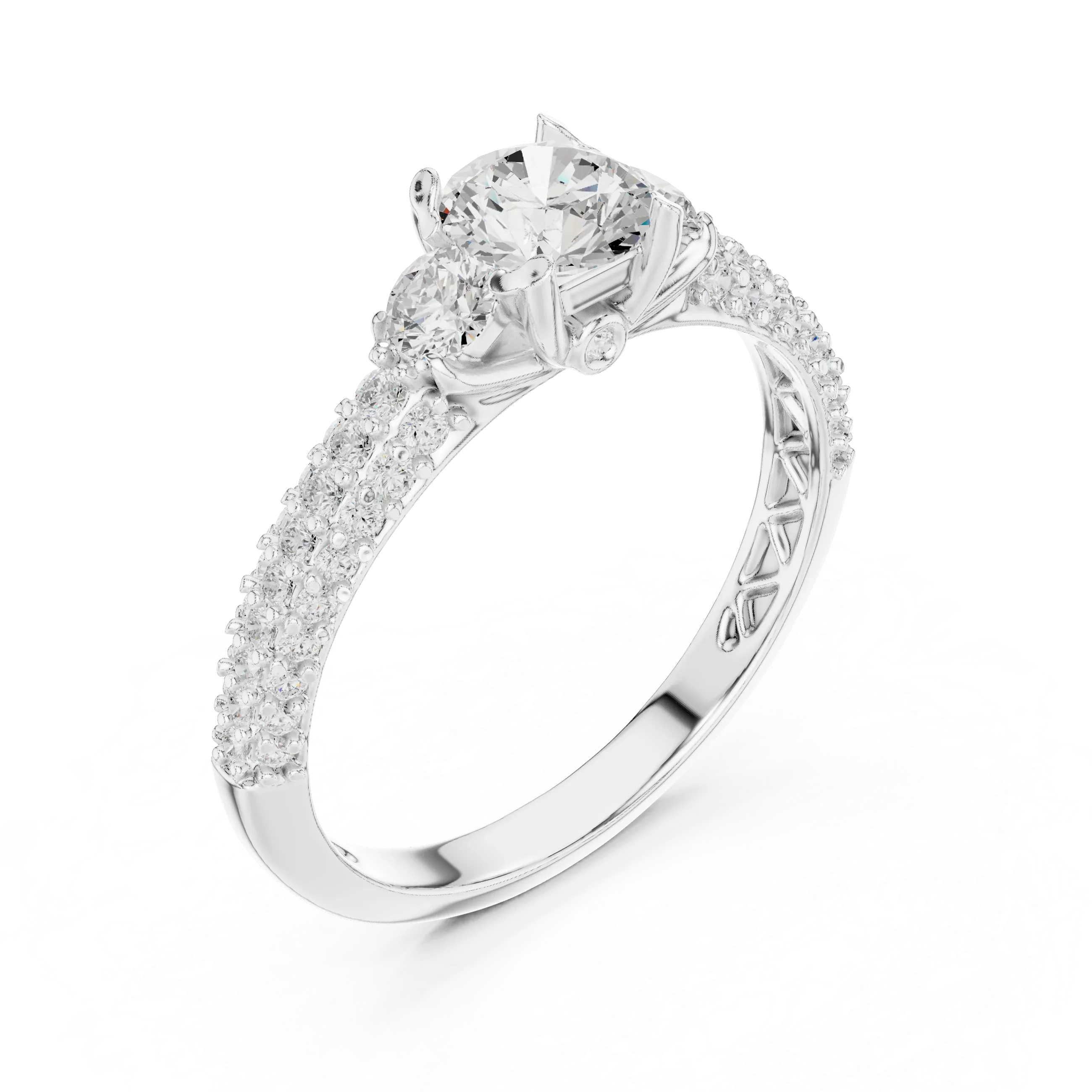 Round VVS Solitaire Diamond Engagement Ring D Color