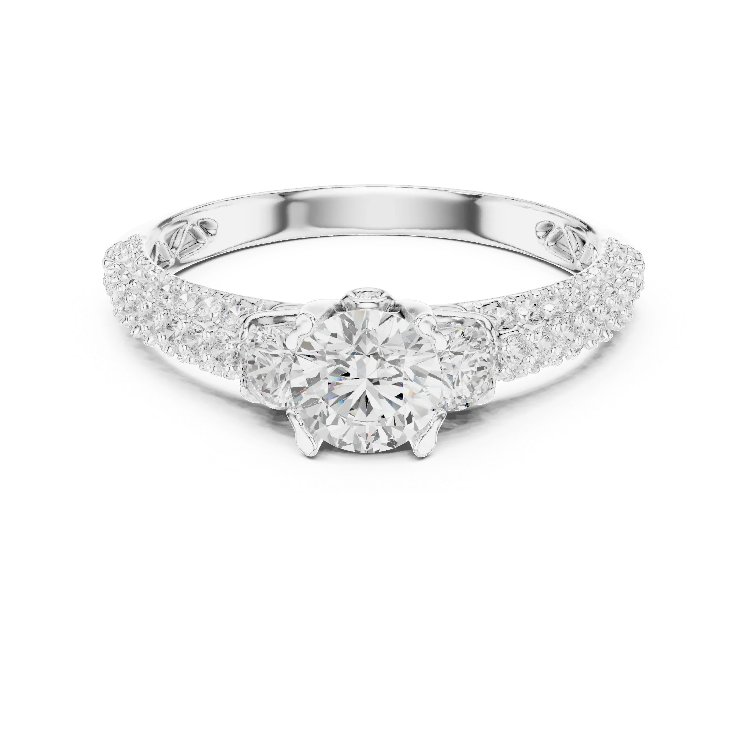 Round VVS Solitaire Diamond Engagement Ring D Color