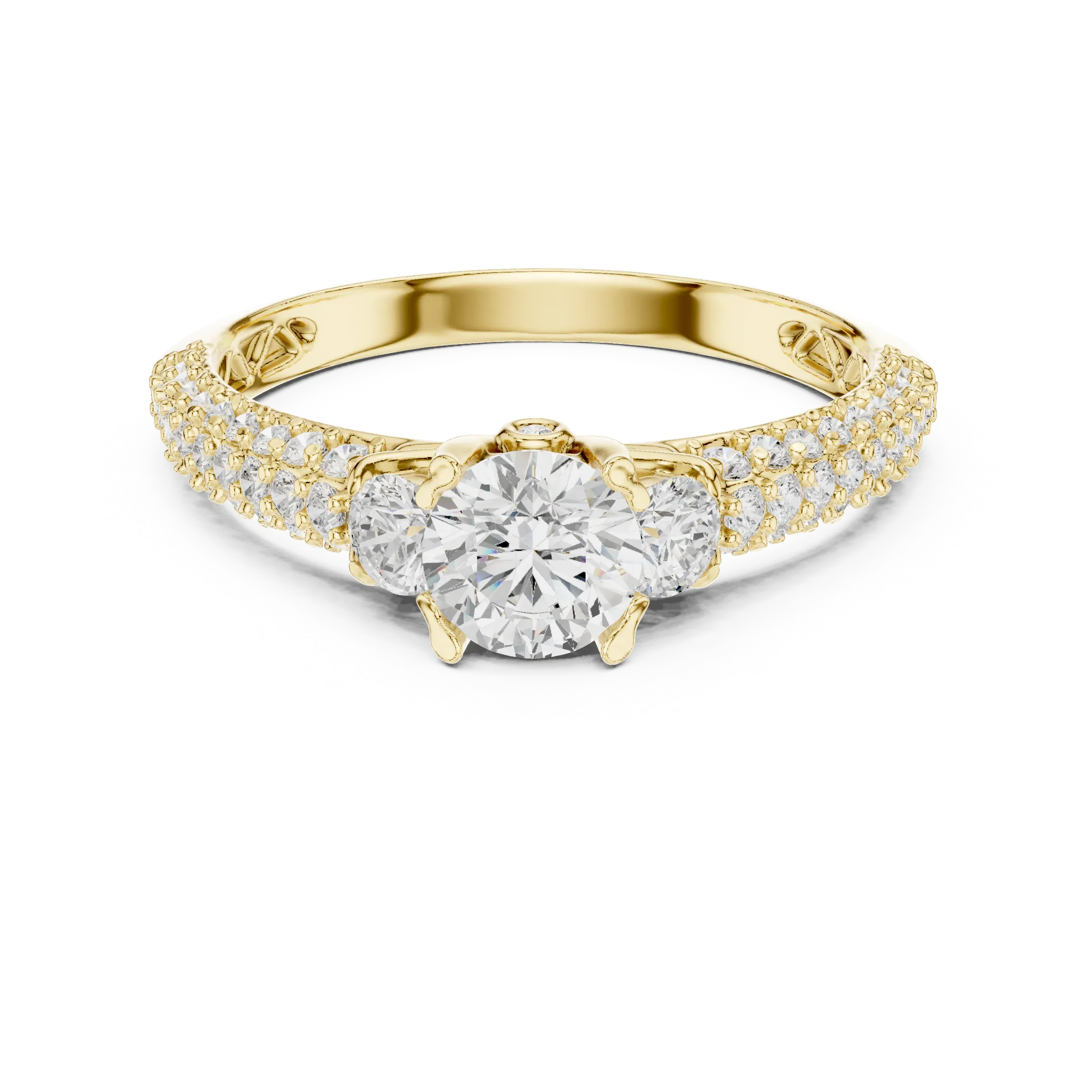 Round VVS Solitaire Diamond Engagement Ring D Color