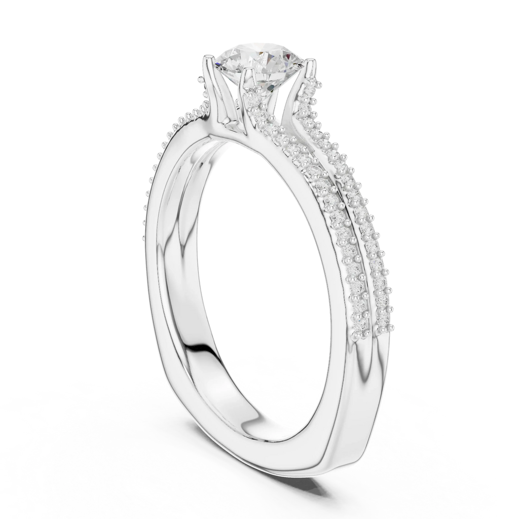 Minimalist Round Moissanite Solitaire Ring E Color VVS1