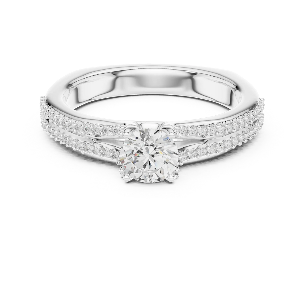 Minimalist Round Moissanite Solitaire Ring E Color VVS1