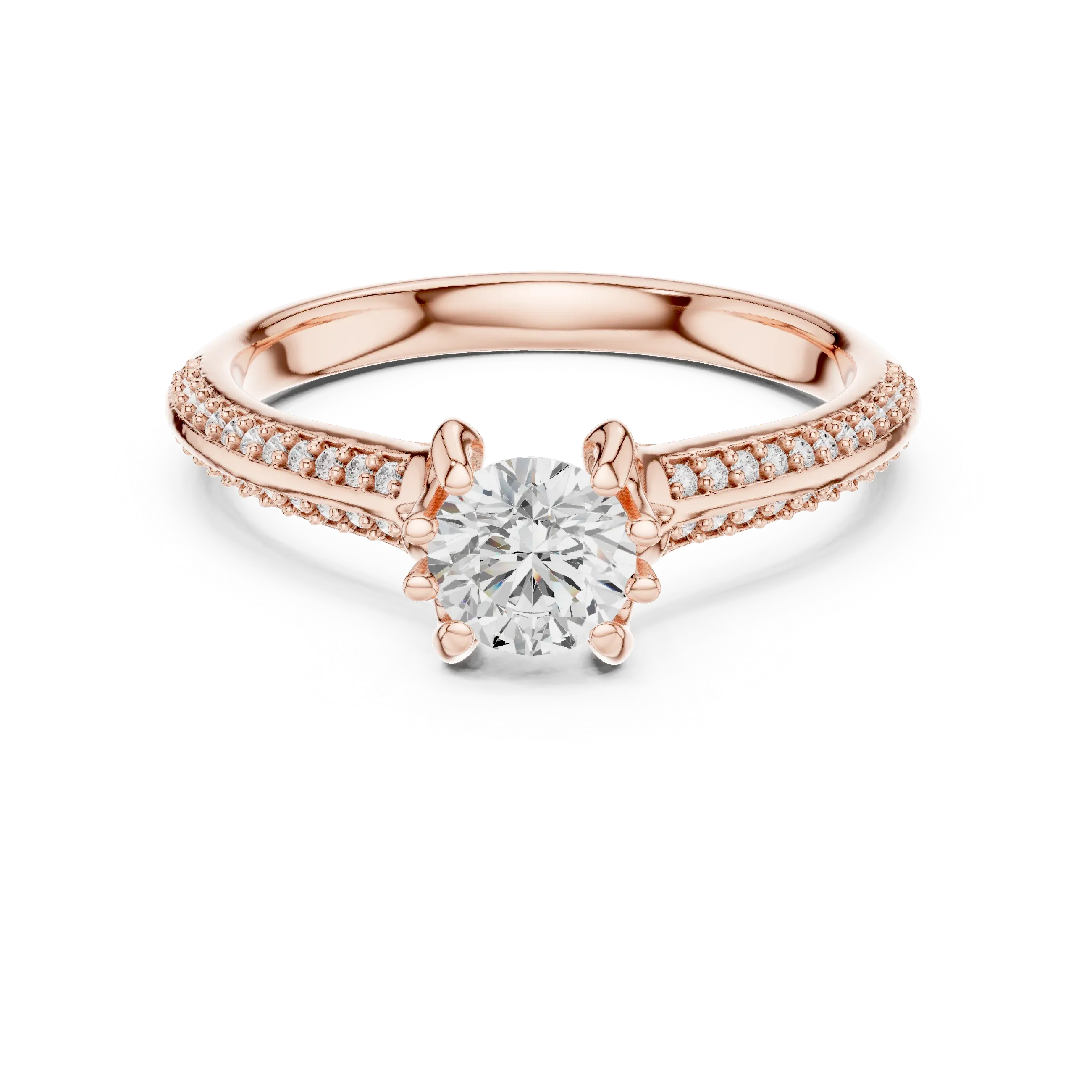 Round Lab Created Diamond Solitaire Wedding Ring F Color