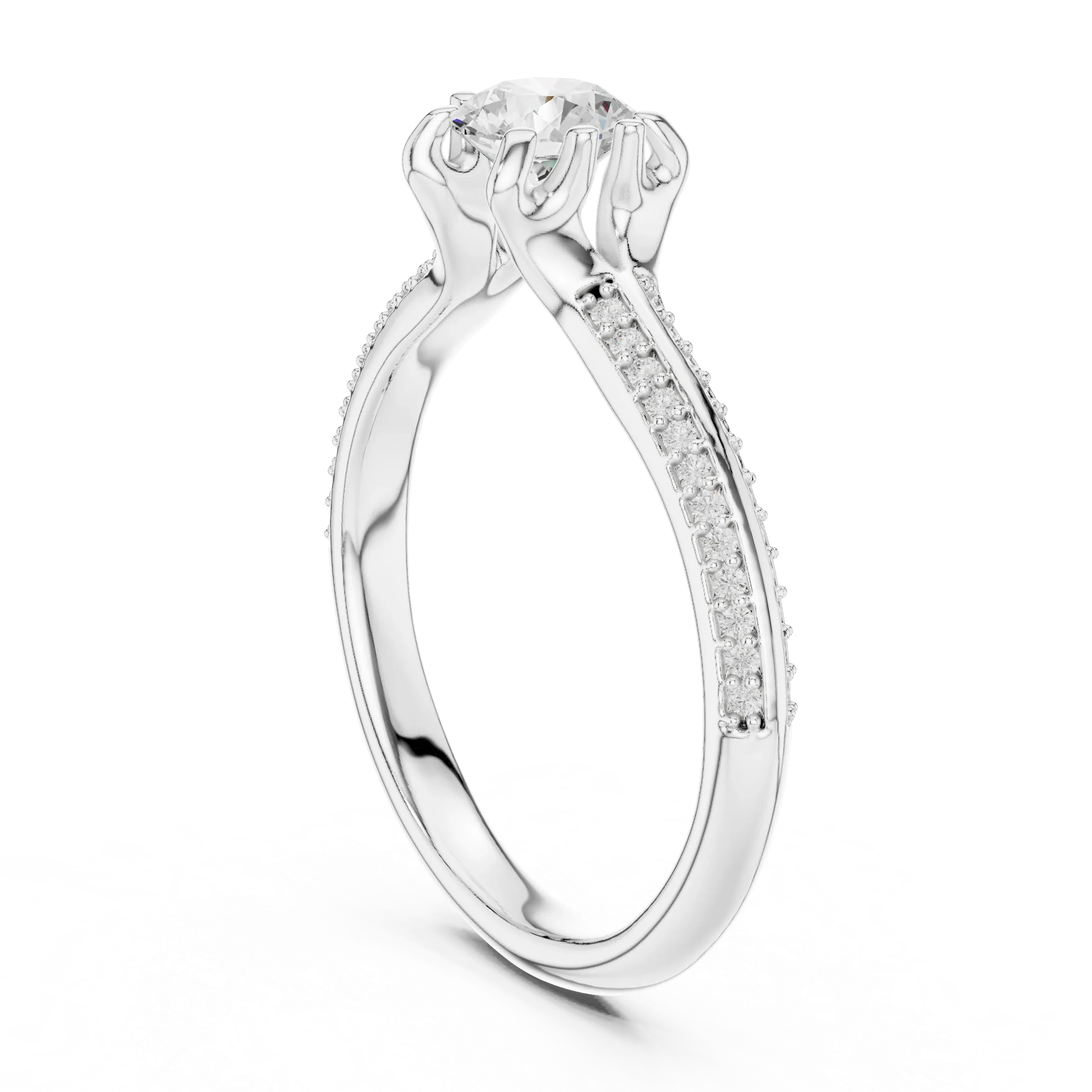 Round Lab Created Diamond Solitaire Wedding Ring F Color