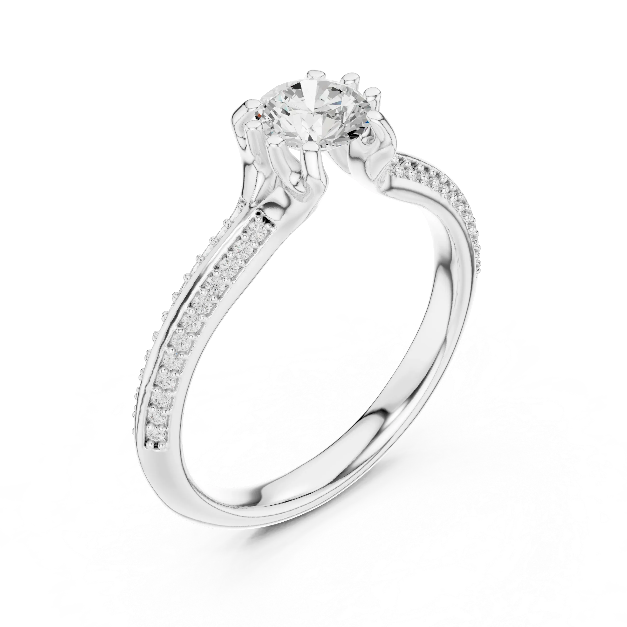 Round Lab Created Diamond Solitaire Wedding Ring F Color