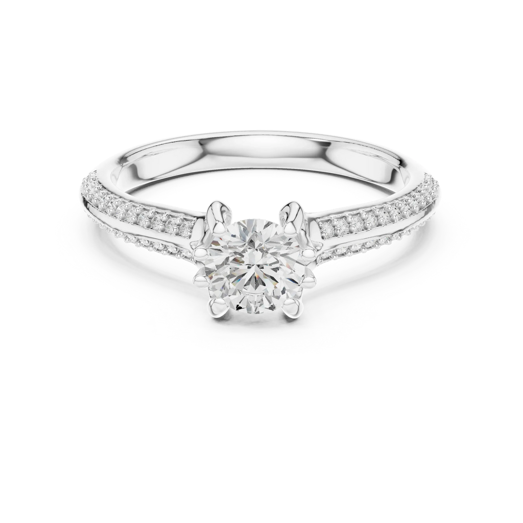 Round Lab Created Diamond Solitaire Wedding Ring F Color