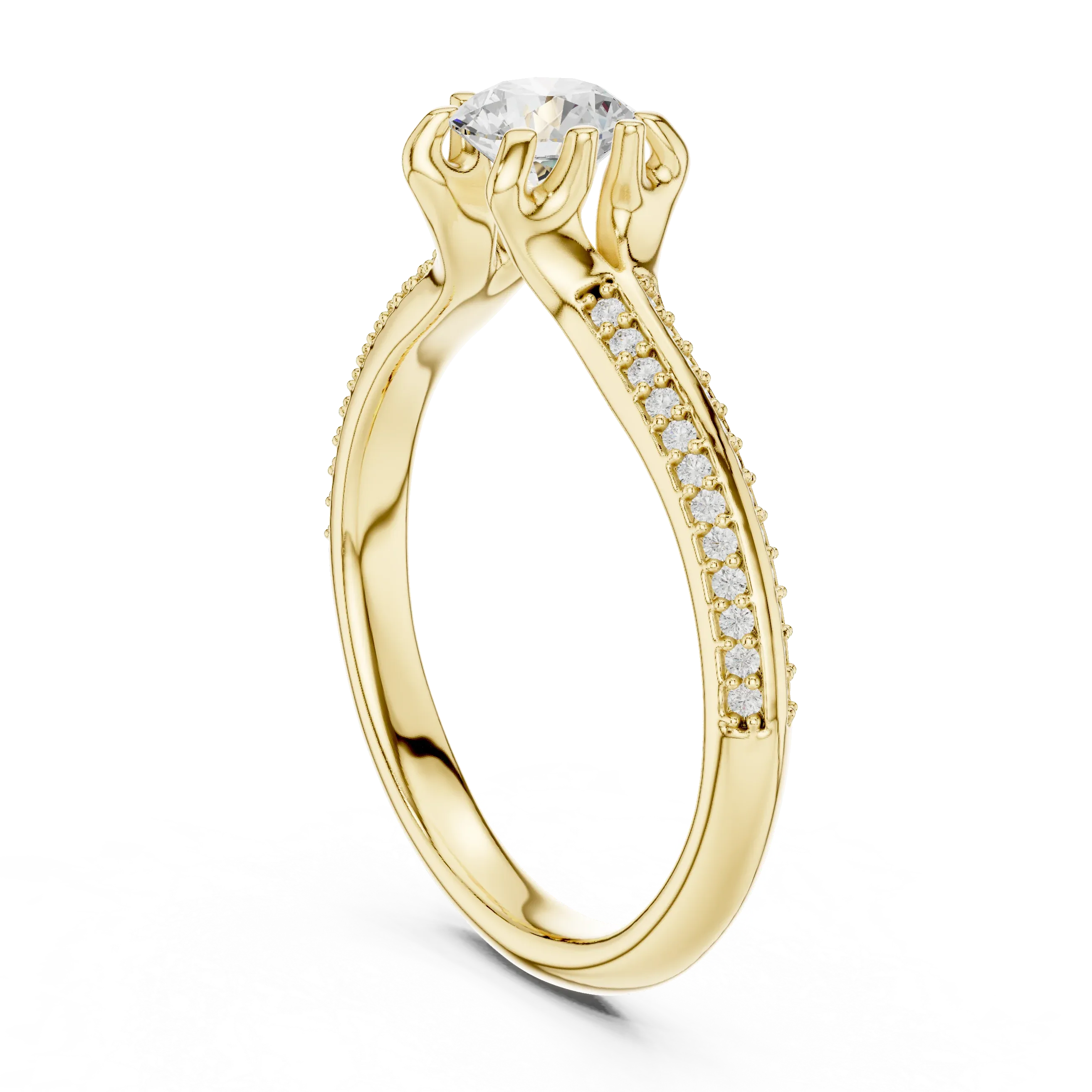 Round Lab Created Diamond Solitaire Wedding Ring F Color