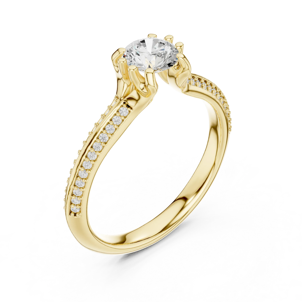 Round Lab Created Diamond Solitaire Wedding Ring F Color