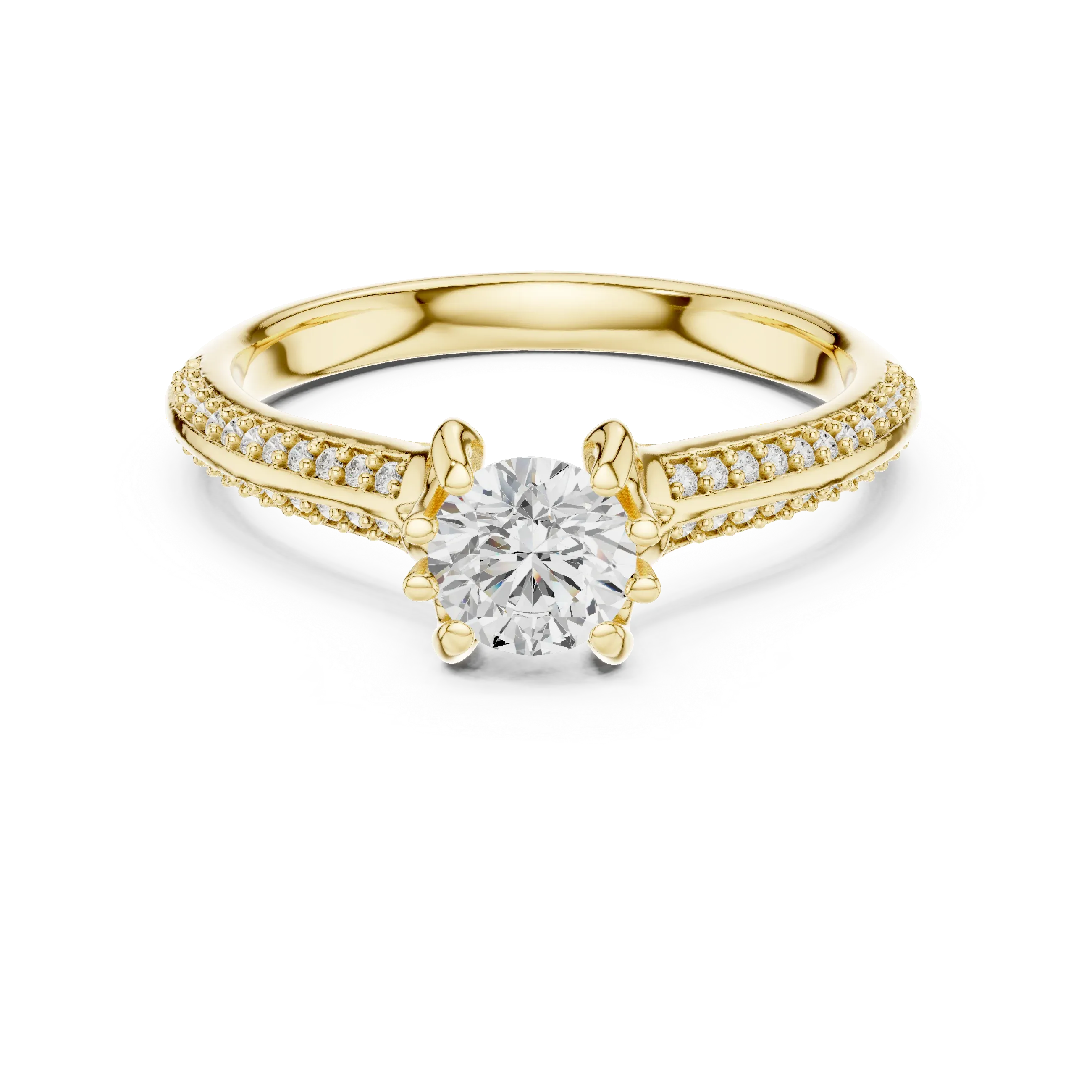 Round Lab Created Diamond Solitaire Wedding Ring F Color