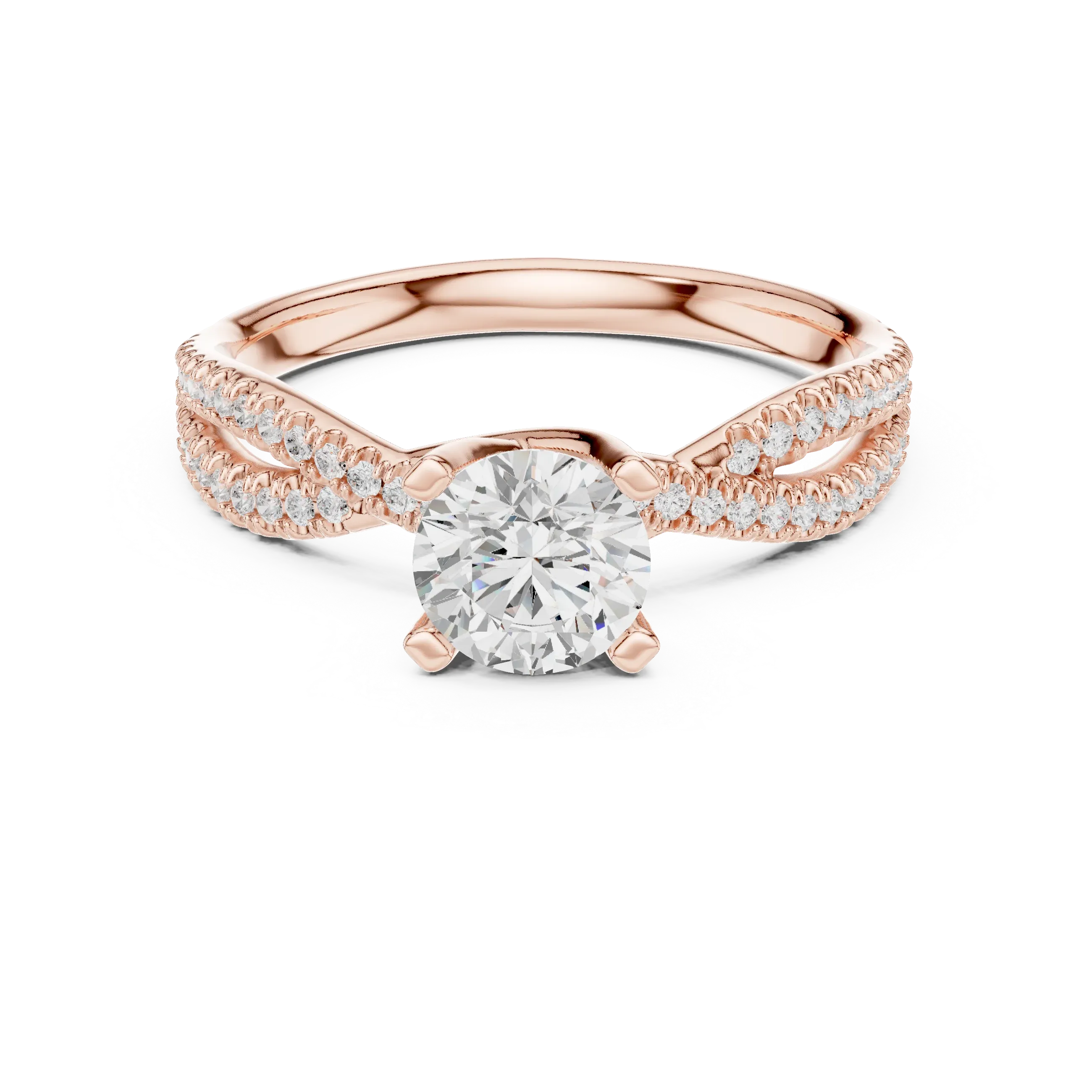 Round Lab Grown Diamond Solitaire Engagement Ring D Color VVS