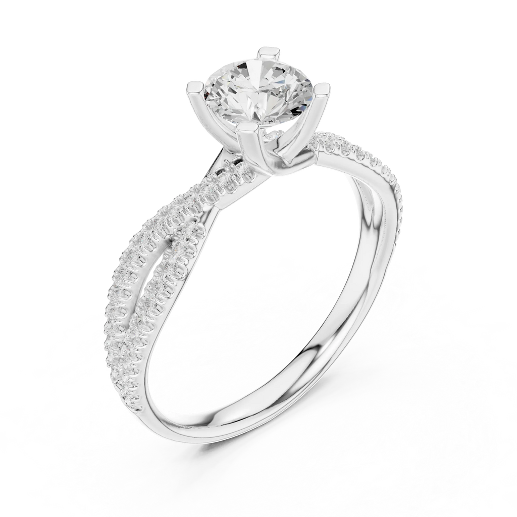 Round Lab Grown Diamond Solitaire Engagement Ring D Color VVS