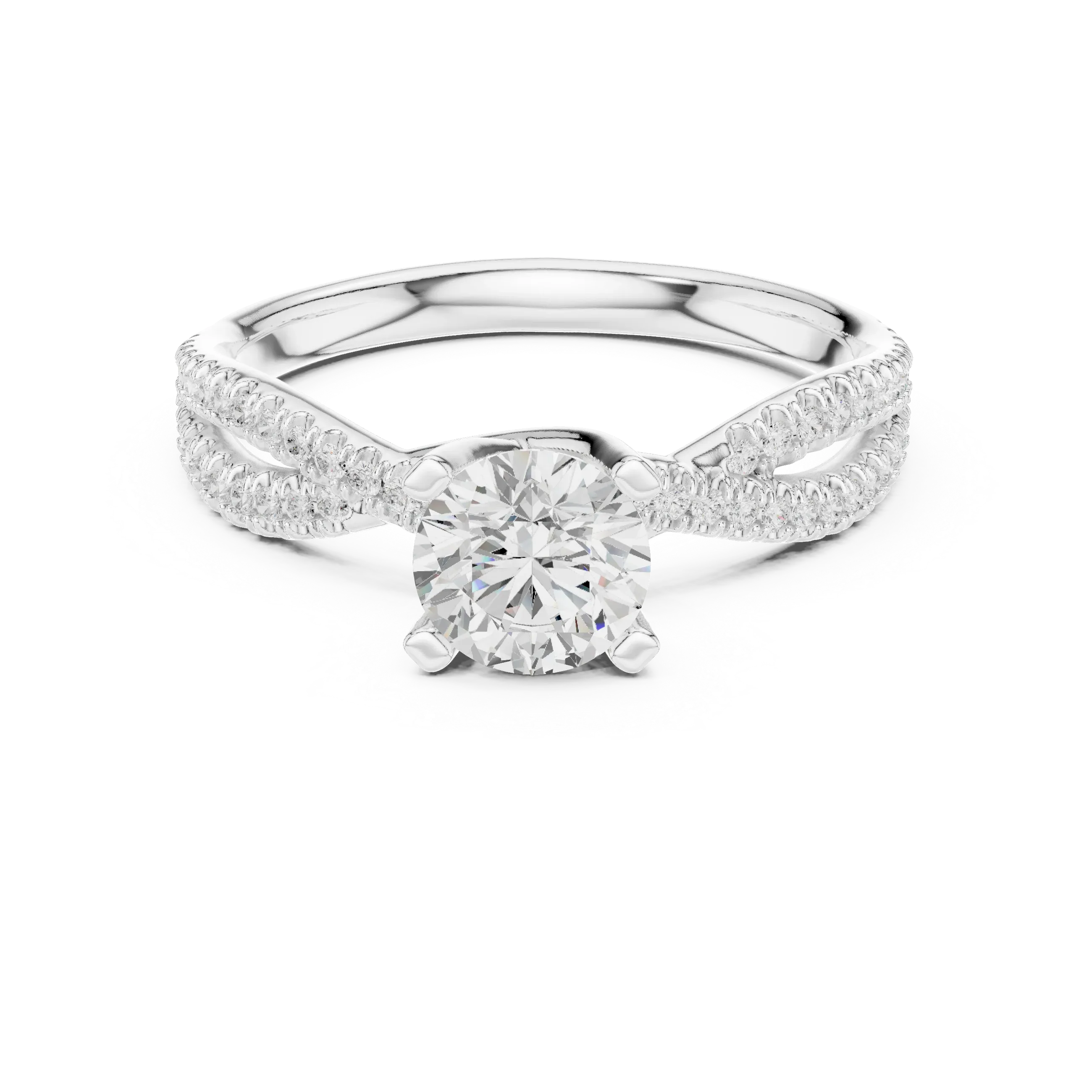 Round Lab Grown Diamond Solitaire Engagement Ring D Color VVS