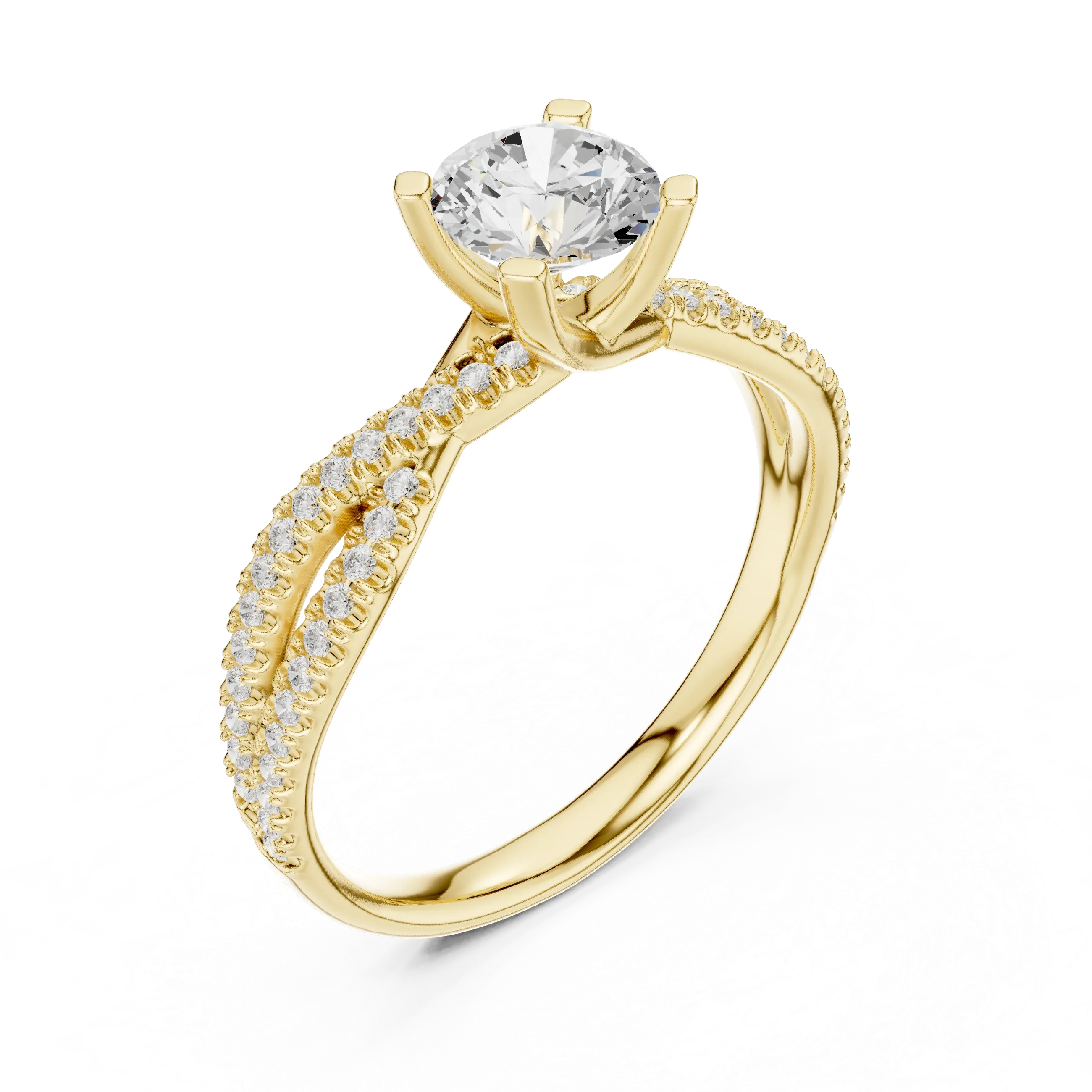 Round Lab Grown Diamond Solitaire Engagement Ring D Color VVS