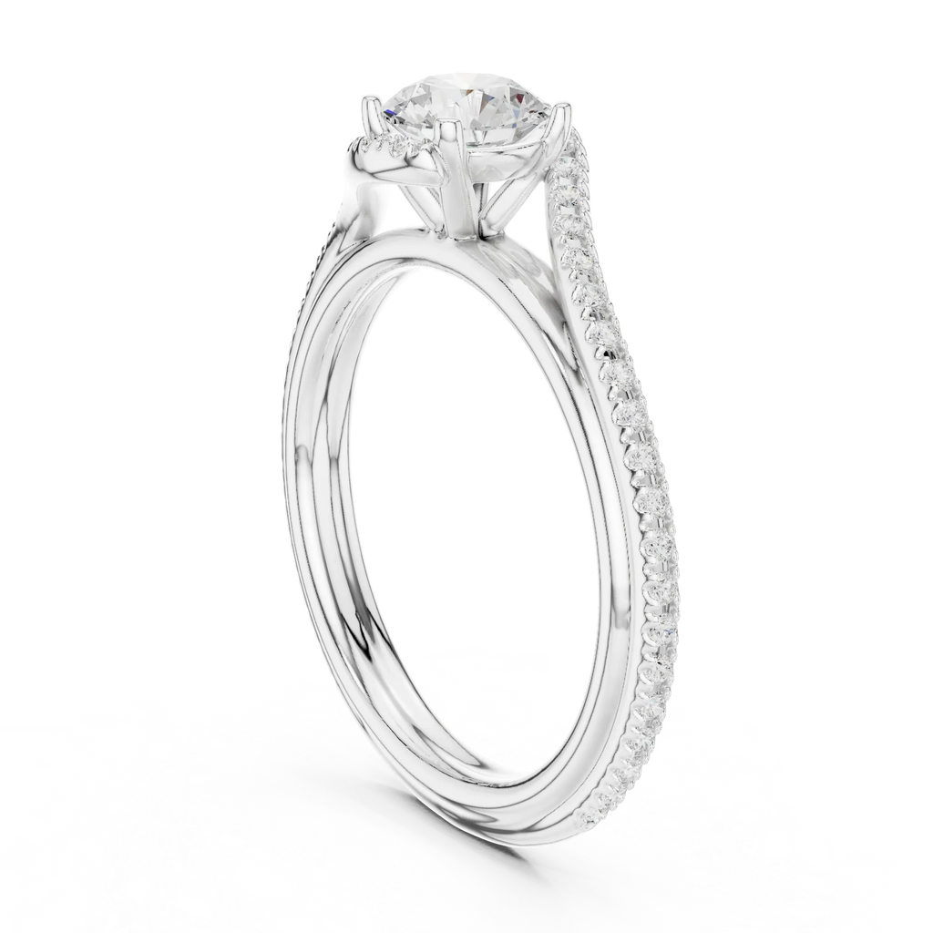 E Color Round Lab Created Diamond Solitaire Proposal Ring VVS