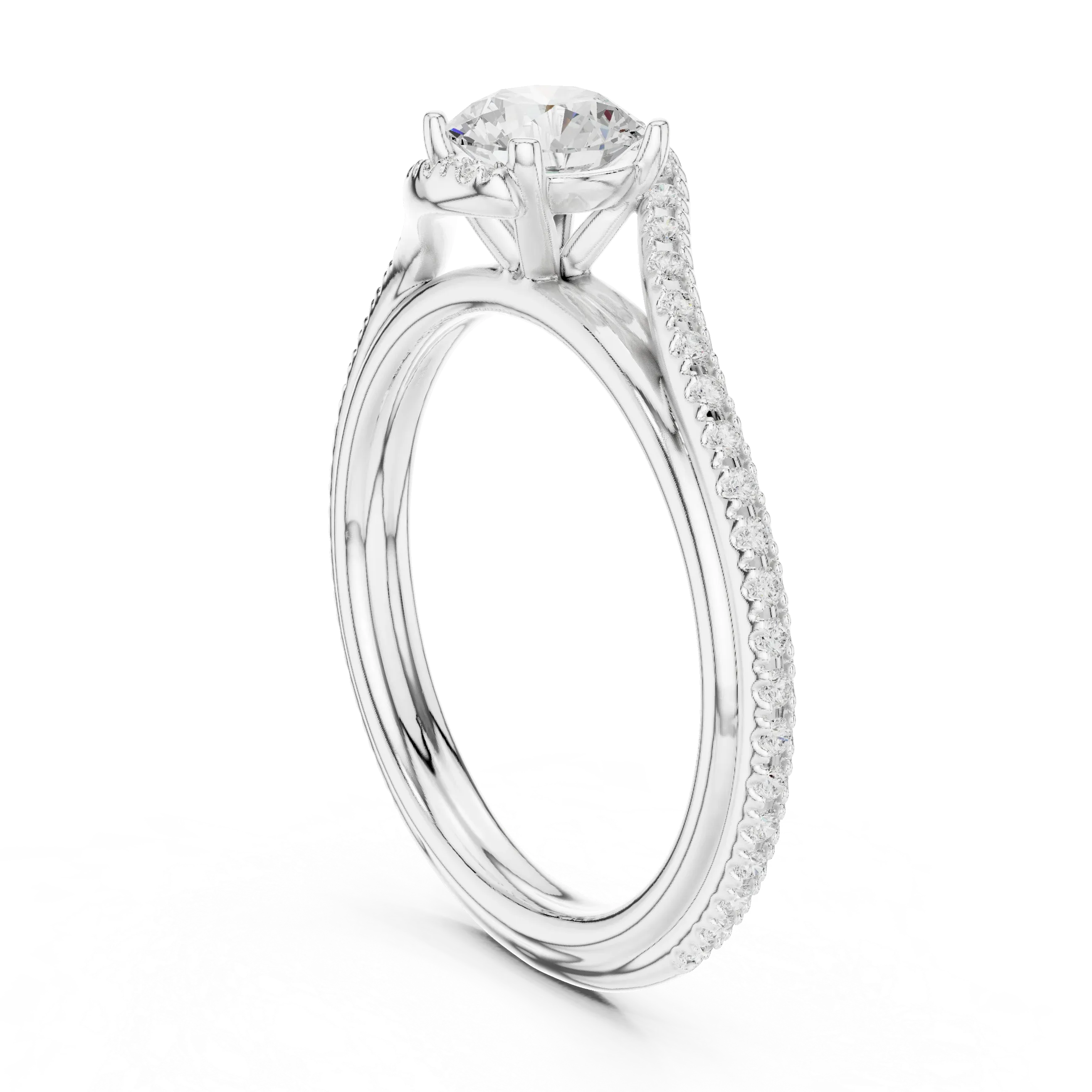 E Color Round Lab Created Diamond Solitaire Proposal Ring VVS