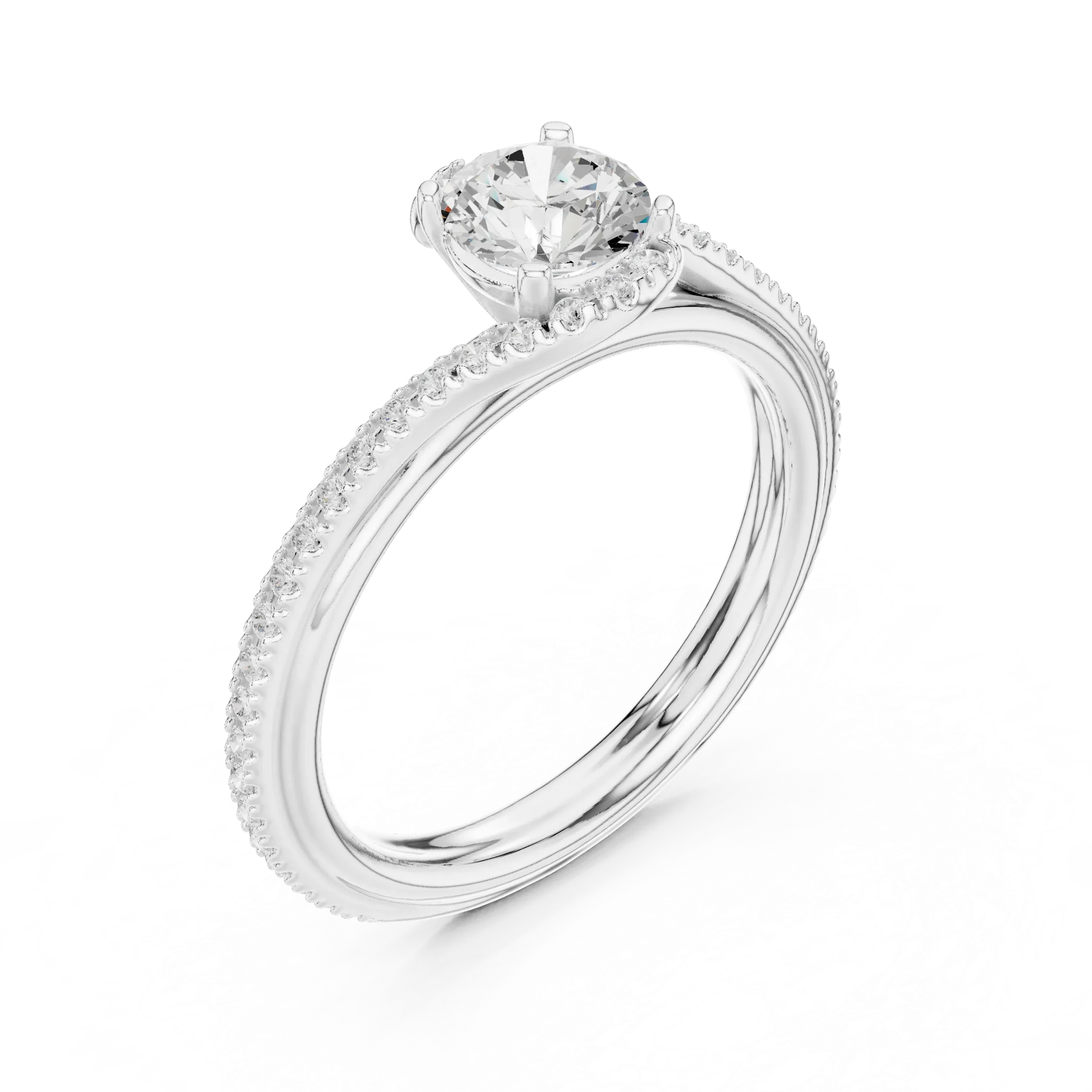 E Color Round Lab Created Diamond Solitaire Proposal Ring VVS