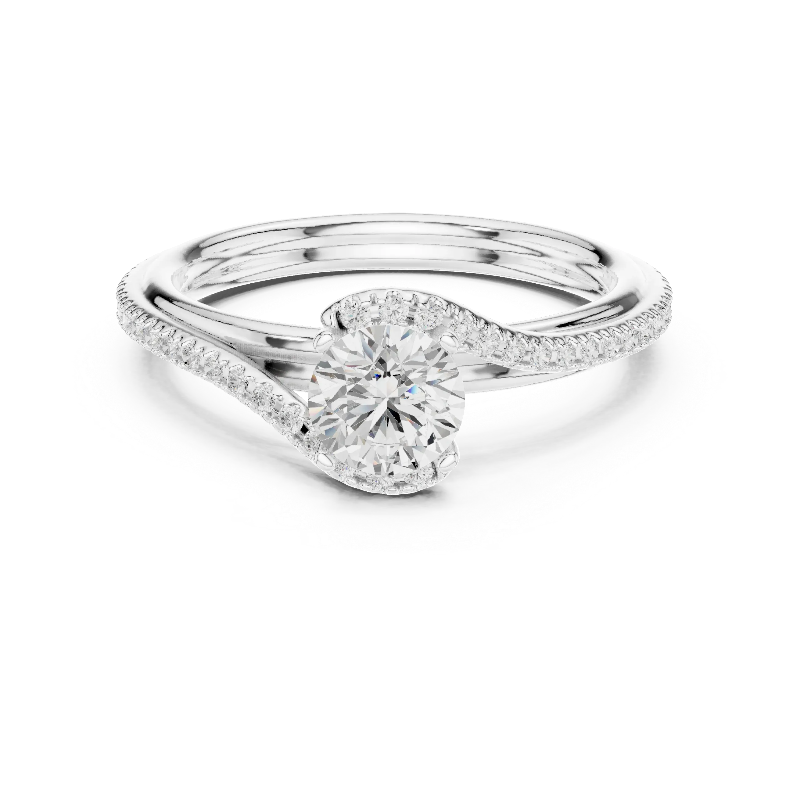 E Color Round Lab Created Diamond Solitaire Proposal Ring VVS