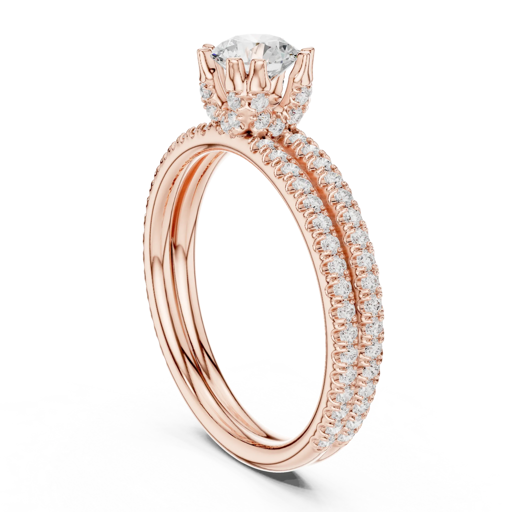 D Color Round Moissanite Solitaire Ring with Polished Band