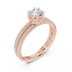 D Color Round Moissanite Solitaire Ring with Polished Band