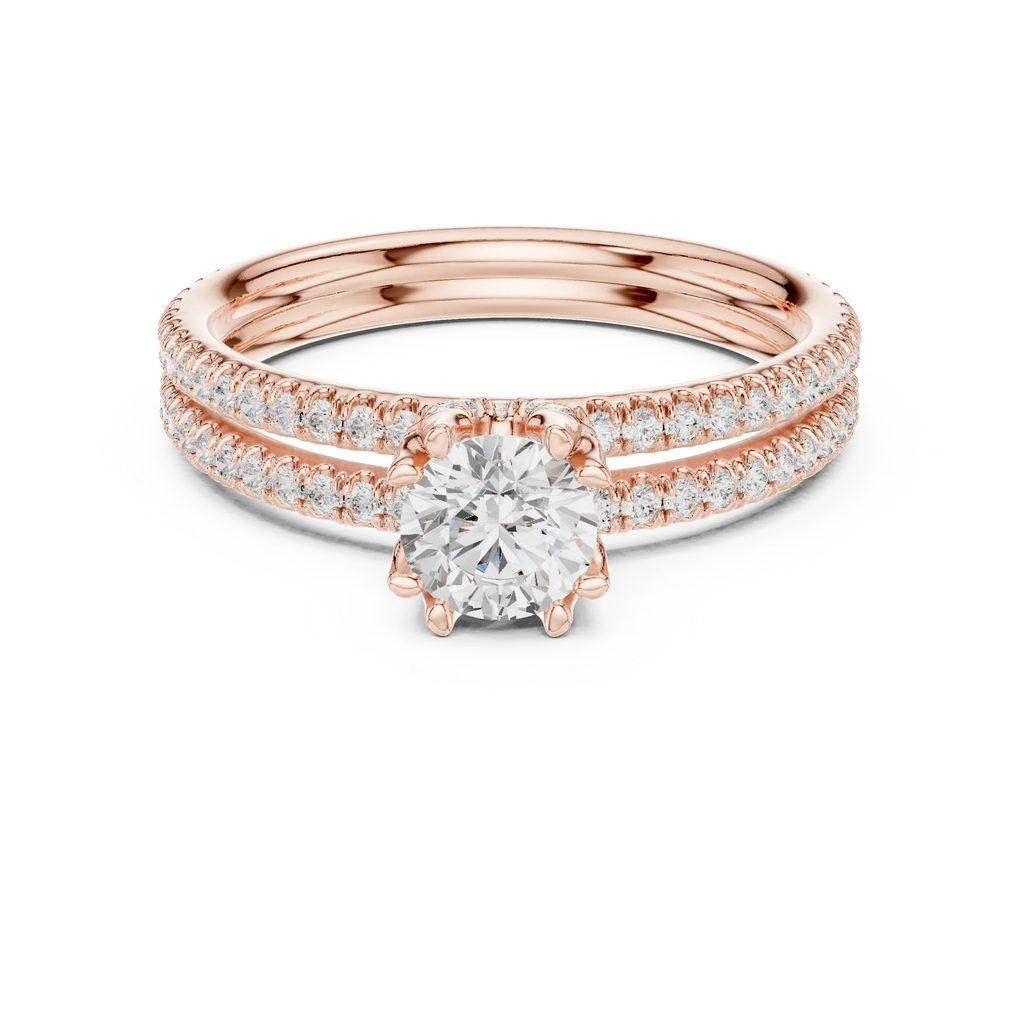 D Color Round Moissanite Solitaire Ring with Polished Band