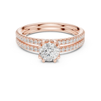 D Color Round Moissanite Solitaire Ring with Polished Band