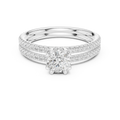 D Color Round Moissanite Solitaire Ring with Polished Band