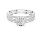 D Color Round Moissanite Solitaire Ring with Polished Band