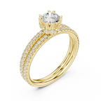D Color Round Moissanite Solitaire Ring with Polished Band