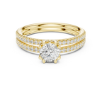 D Color Round Moissanite Solitaire Ring with Polished Band