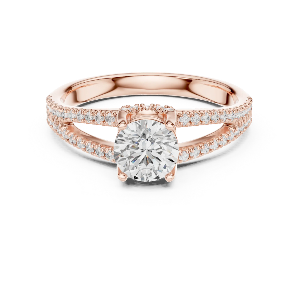 D Color Round Moissanite Solitaire Engagement Ring White Gold Style