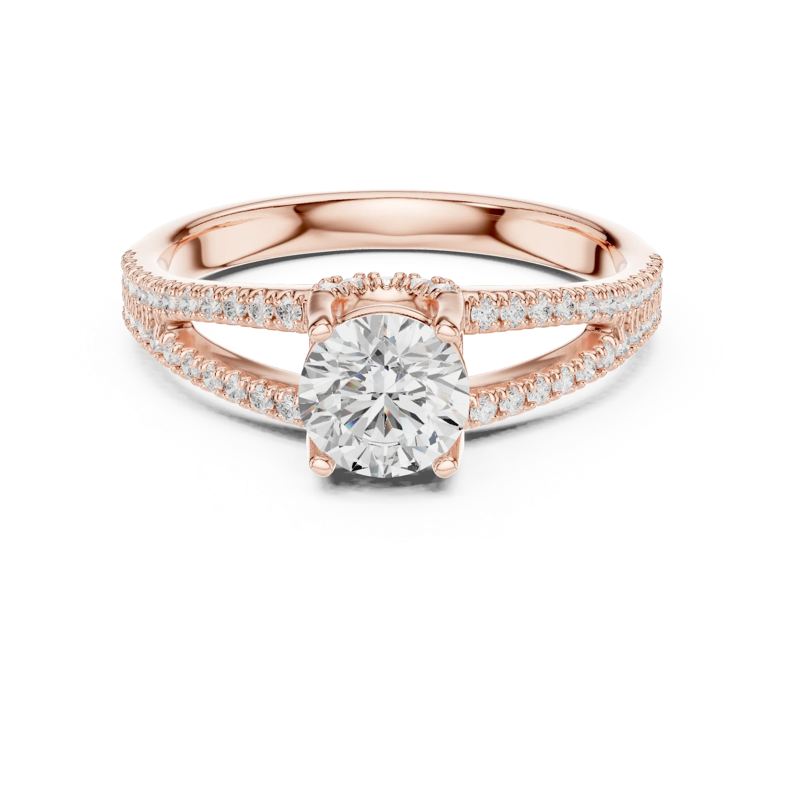 D Color Round Moissanite Solitaire Engagement Ring White Gold Style