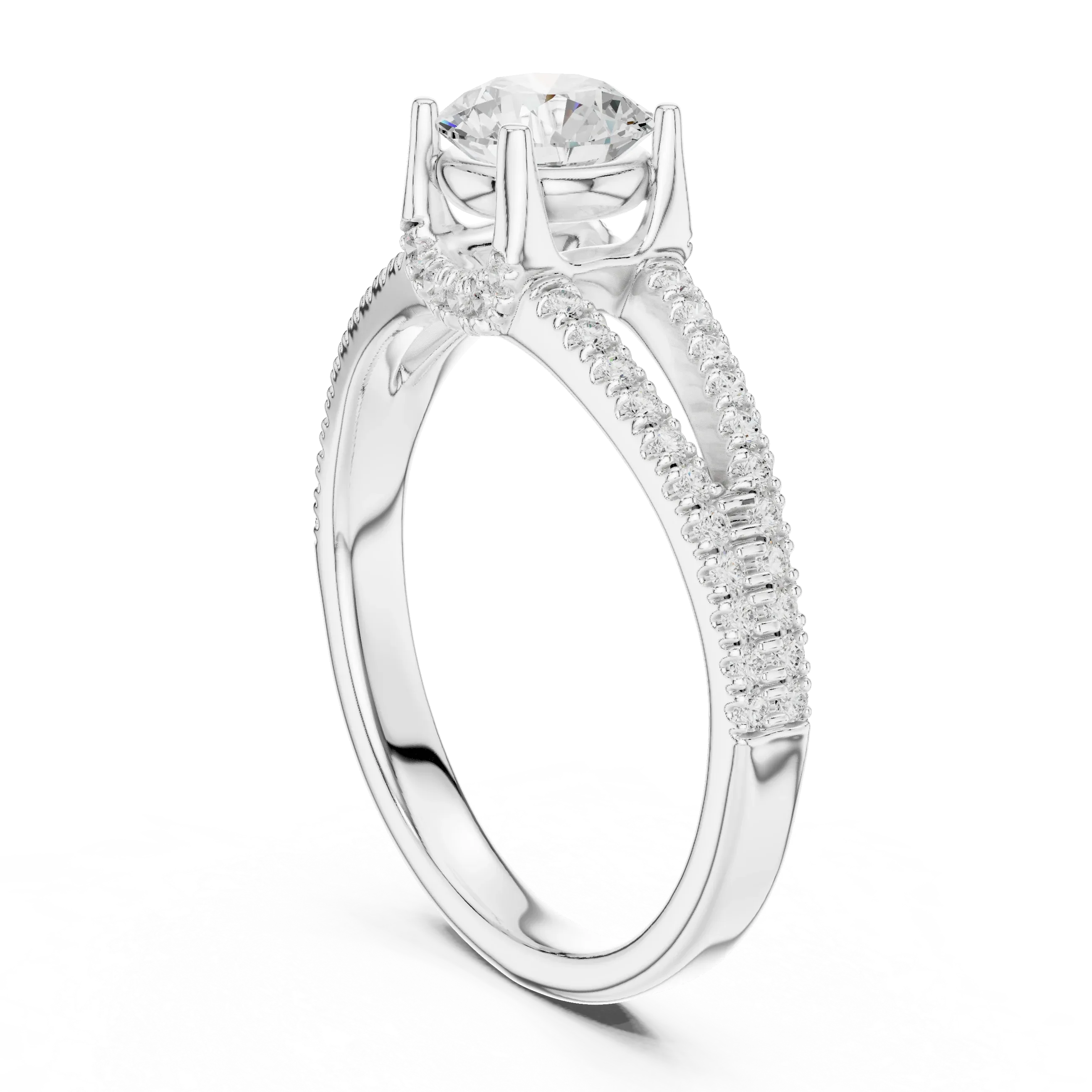 D Color Round Moissanite Solitaire Engagement Ring White Gold Style