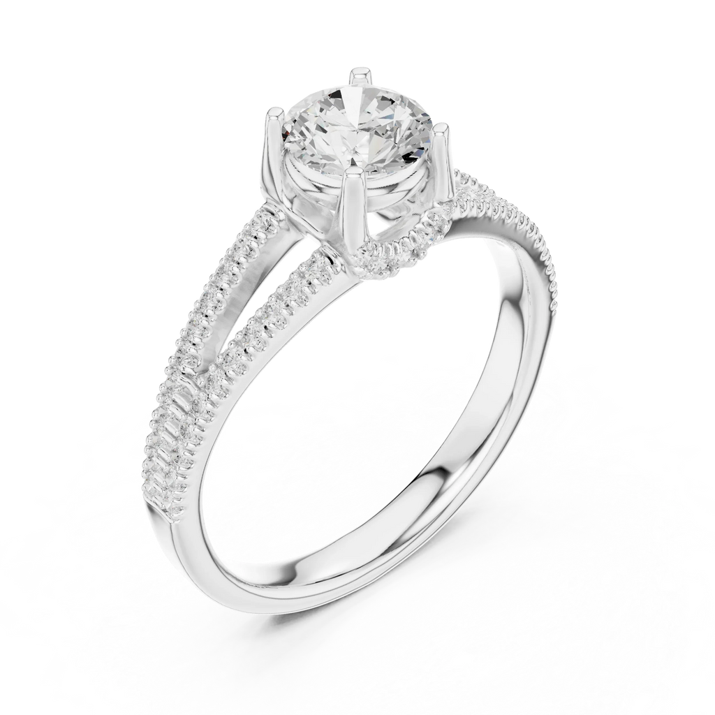 D Color Round Moissanite Solitaire Engagement Ring White Gold Style