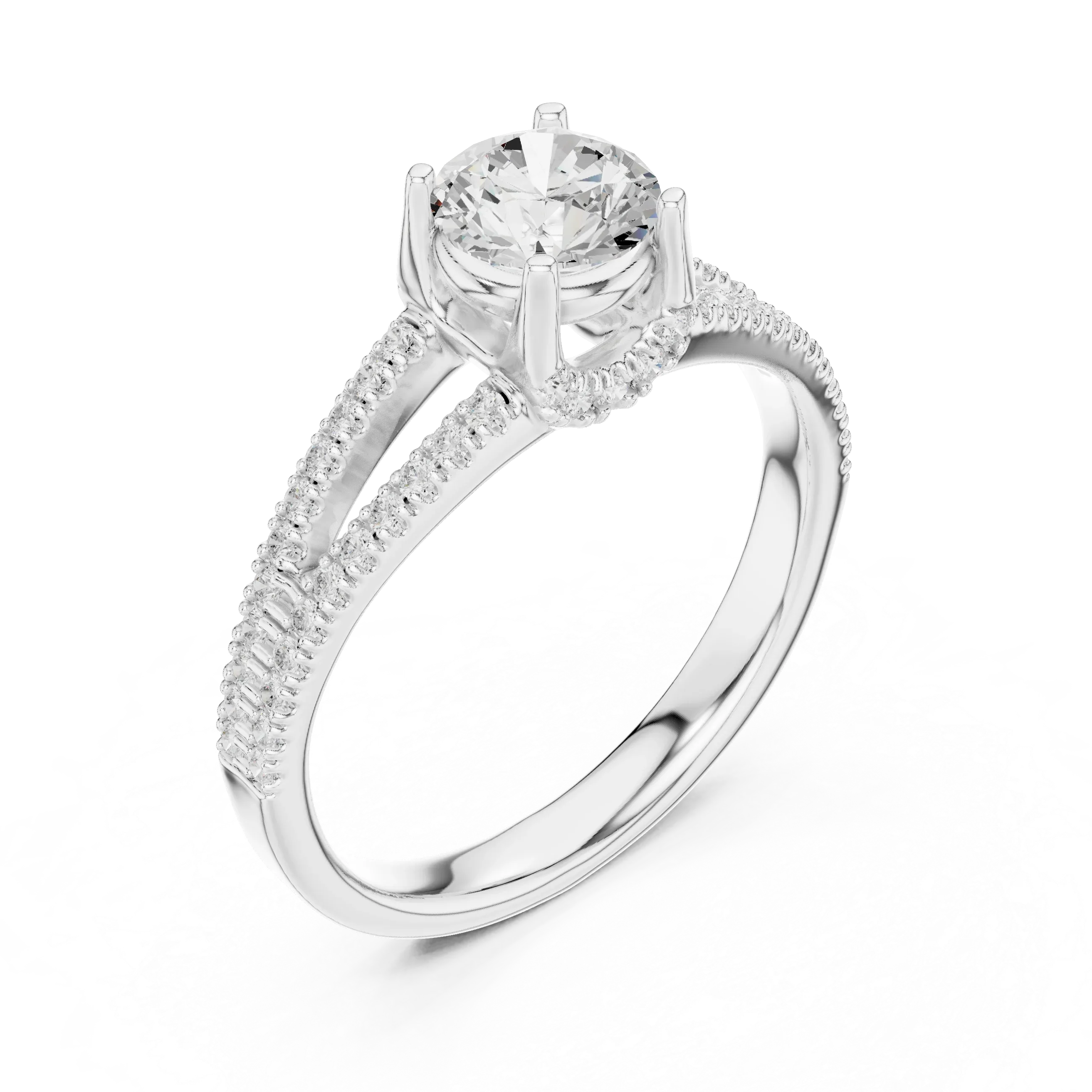 D Color Round Moissanite Solitaire Engagement Ring White Gold Style