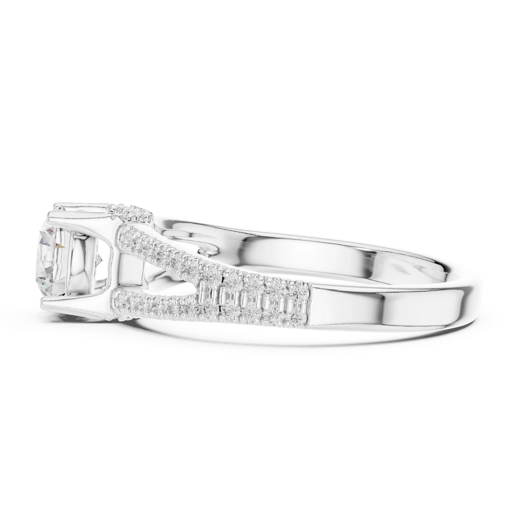D Color Round Moissanite Solitaire Engagement Ring White Gold Style