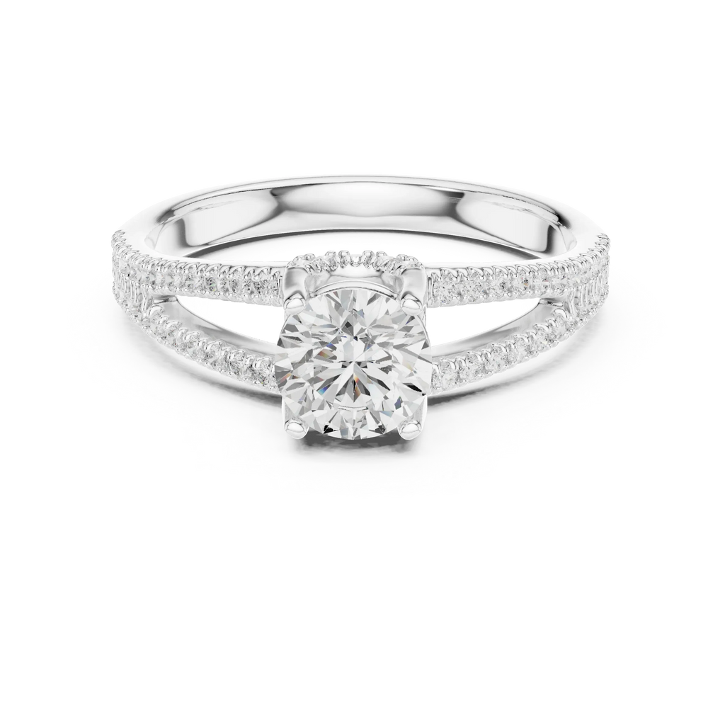 D Color Round Moissanite Solitaire Engagement Ring White Gold Style