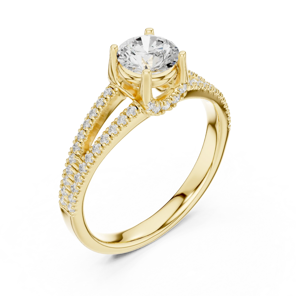 D Color Round Moissanite Solitaire Engagement Ring White Gold Style