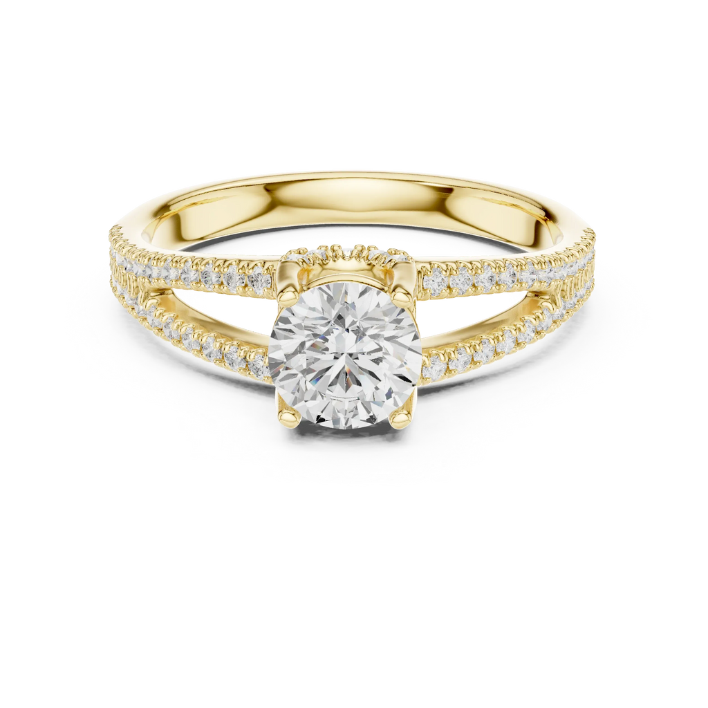 D Color Round Moissanite Solitaire Engagement Ring White Gold Style