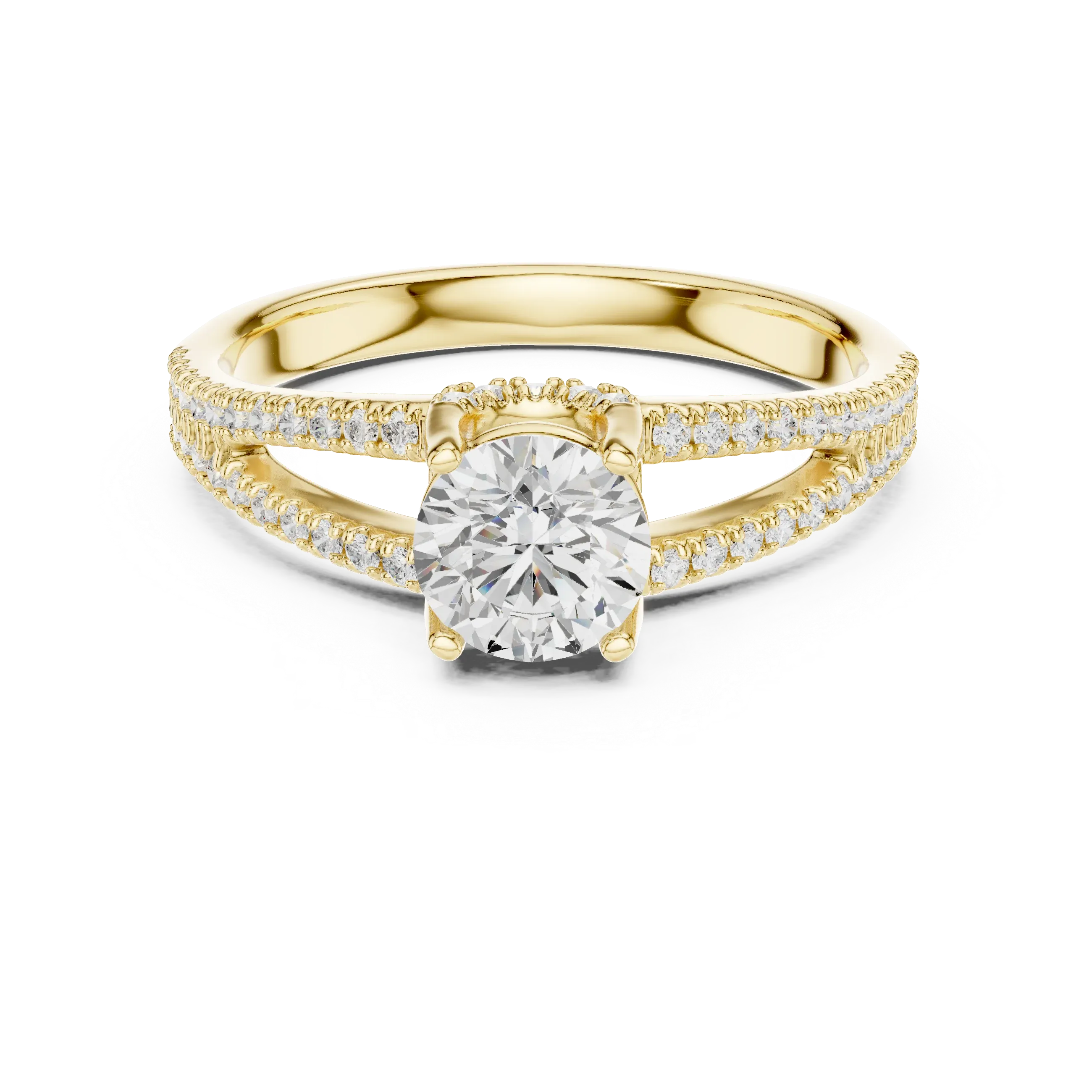 D Color Round Moissanite Solitaire Engagement Ring White Gold Style