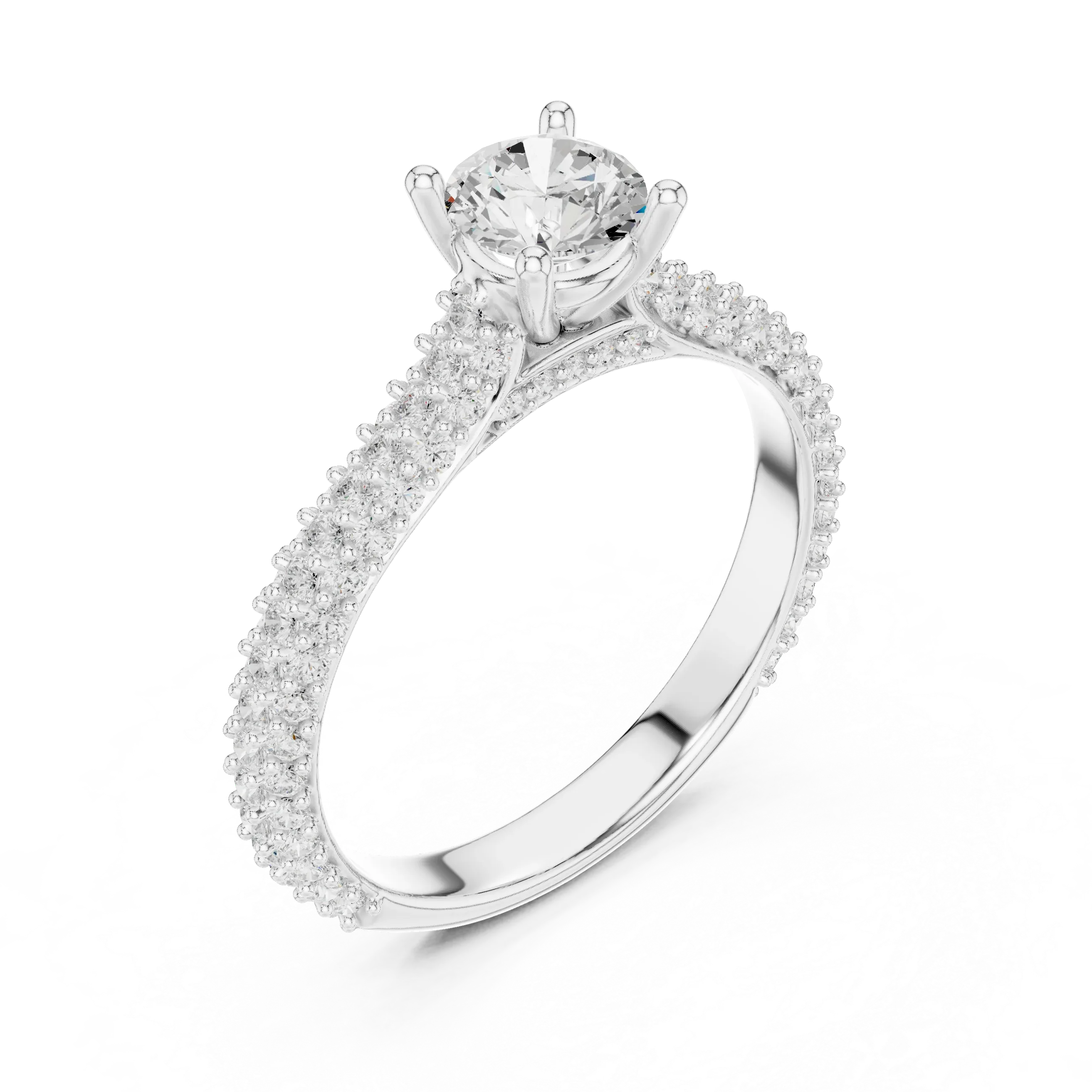 E Color VVS Round Lab Grown Diamond Classic Solitaire Ring