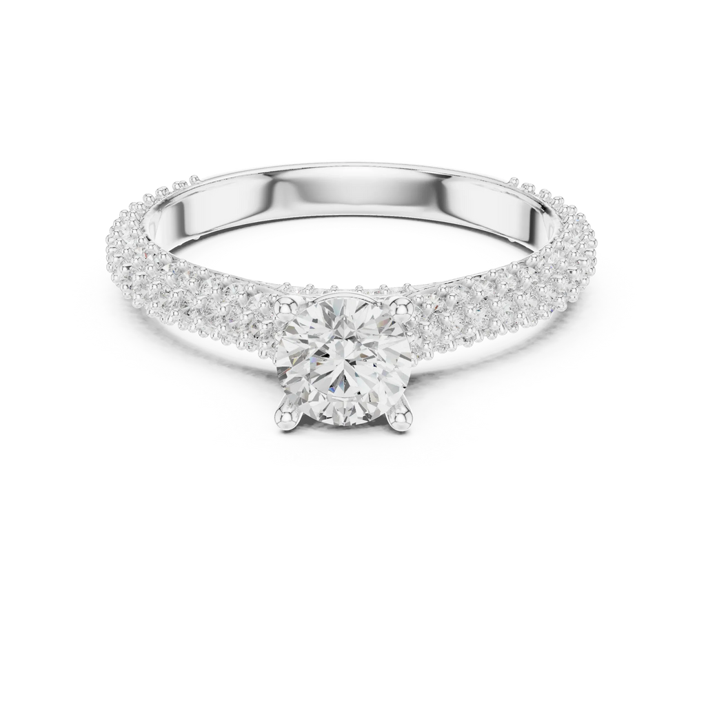 E Color VVS Round Lab Grown Diamond Classic Solitaire Ring