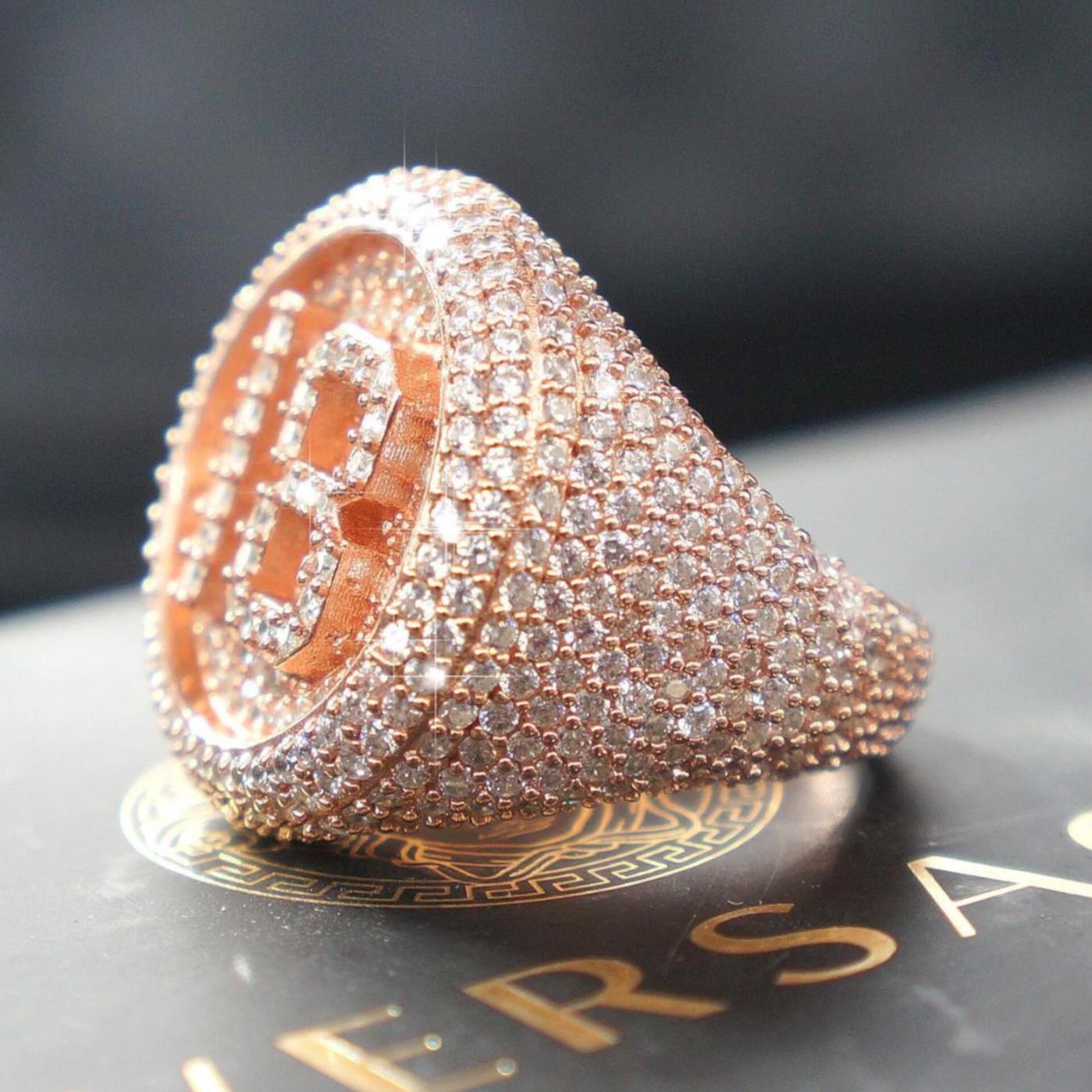Custom number Diamond Ring 14k Solid Gold