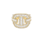 Cuban Diamond Ring 14k Solid Gold