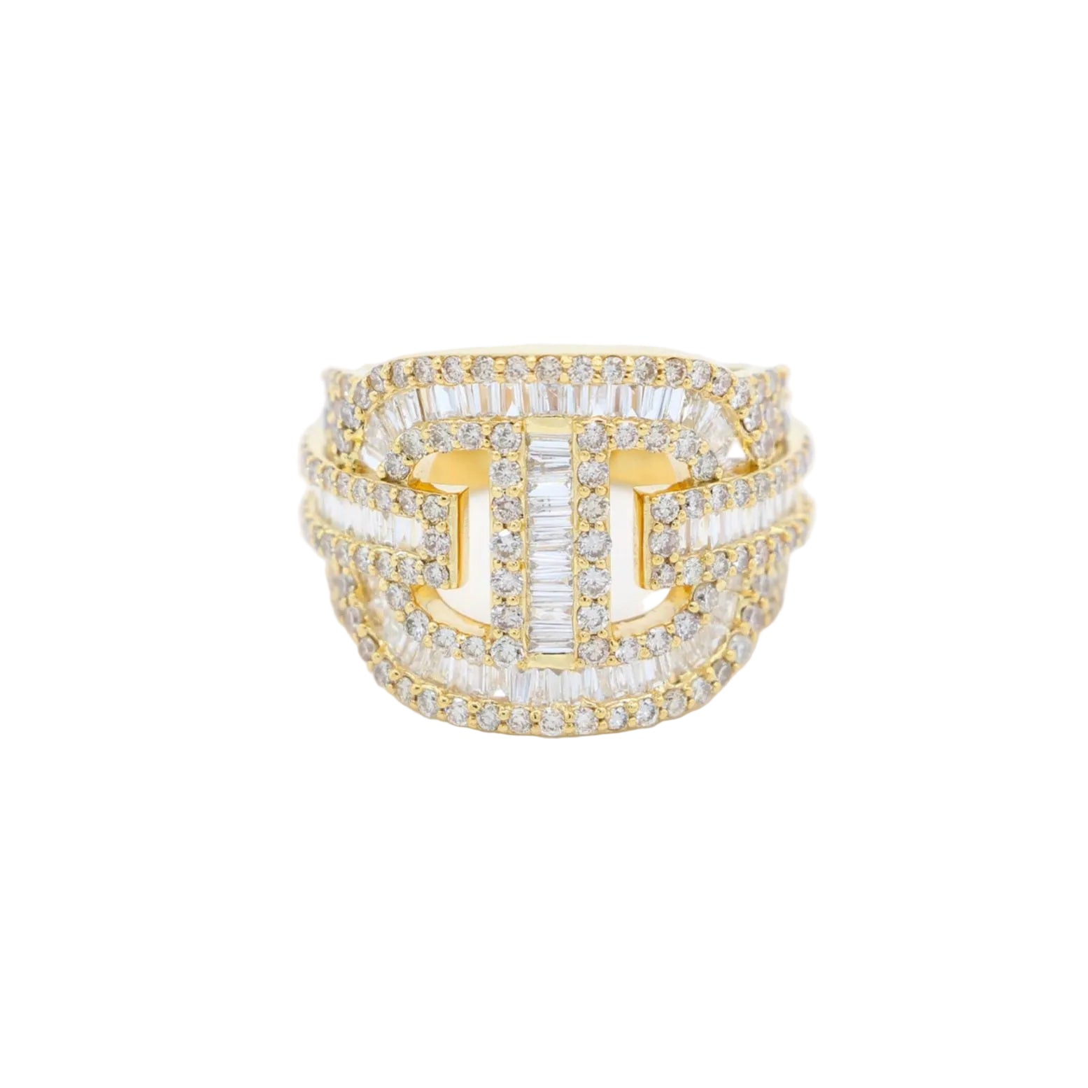 Cuban Diamond Ring 14k Solid Gold